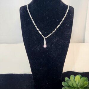 Handmade Silver Tone Artificial Diamond/Crystal Necklace 18", Fashion Jewelry